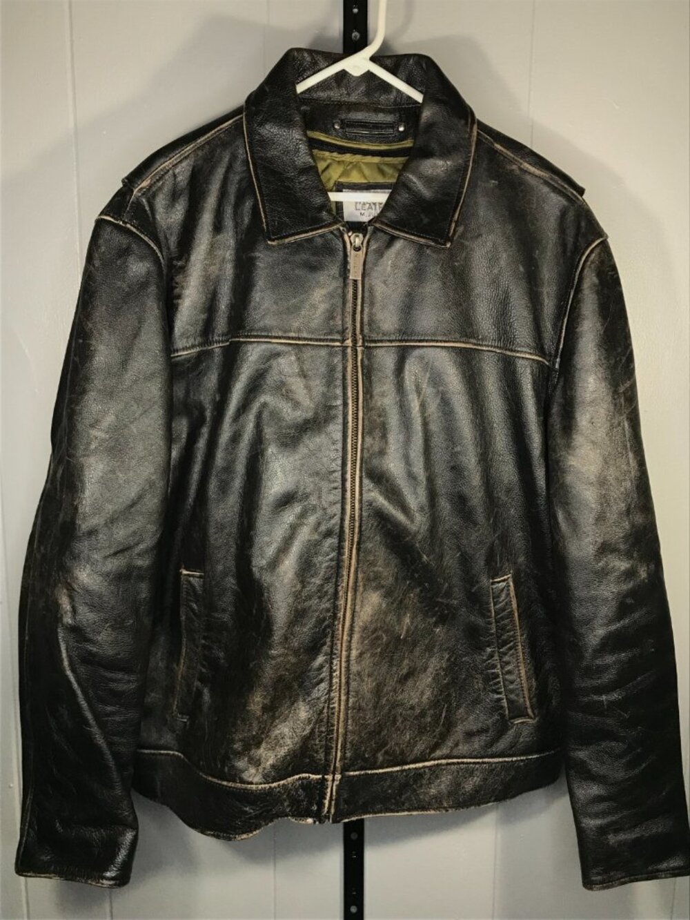 Vtg Wilsons M. Julian Leather Motorcycle Jacket Black Thinsulate Distres Mens XL
